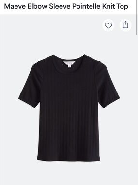 Market & Spruce Black Short-Sleeve Ribbed Knit Tee